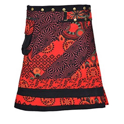 Hippie Orange Cotton Skirt