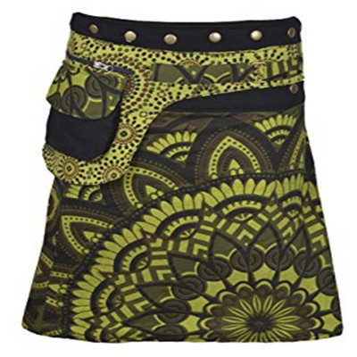 Hippie Green Cotton Skirt